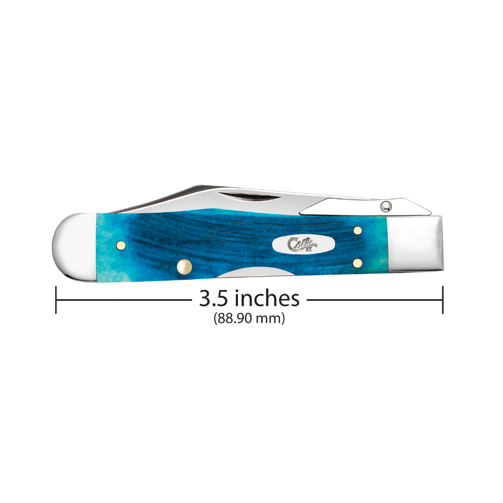 Case Cheetah Cub Caribbean Blue Bone 2026 Vault Pocket Knife is 3.5 Inches Closed