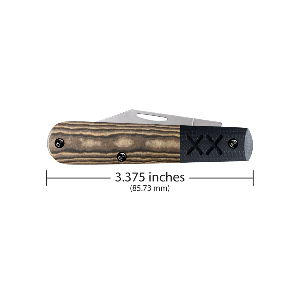 Case Crossroads XR Barlow Black and Tan Richlite Pocket Knife is 3.375 Inches Closed