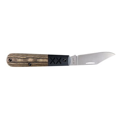 Case Crossroads XR Barlow Black and Tan Richlite Pocket Knife with Blade Fully Open