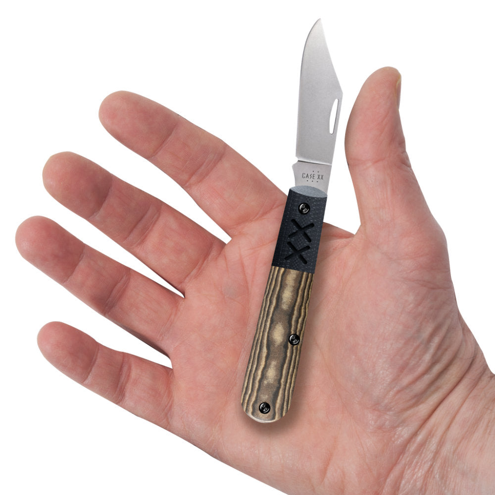 Case Crossroads XR Barlow Black and Tan Richlite Pocket Knife in Hand