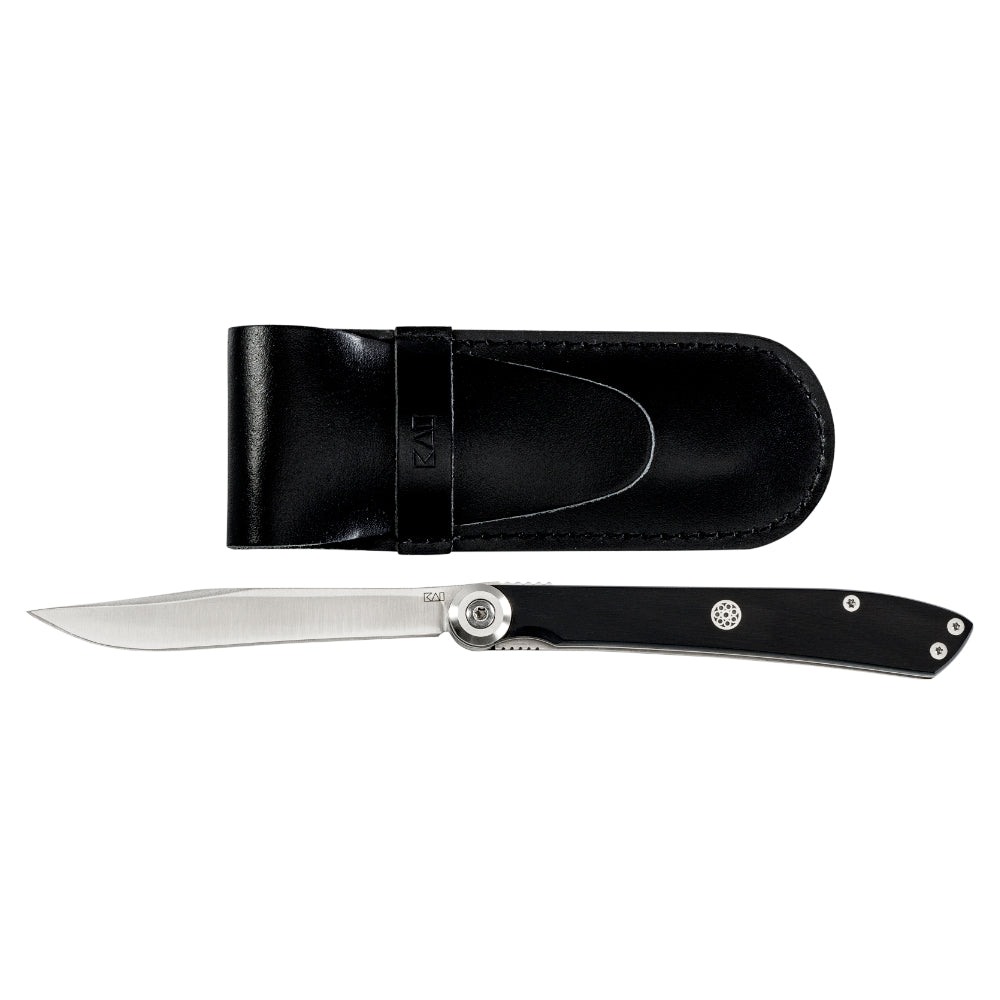 Kai Folding Personal Steak Knife with Leather Case
