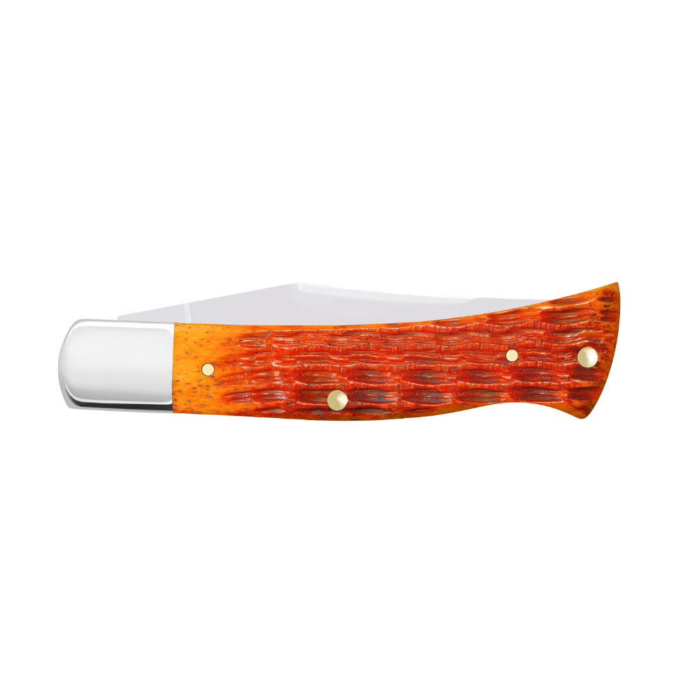Case Axe Handle Tequila Sunrise Bone Pocket Knife Closed, Back View
