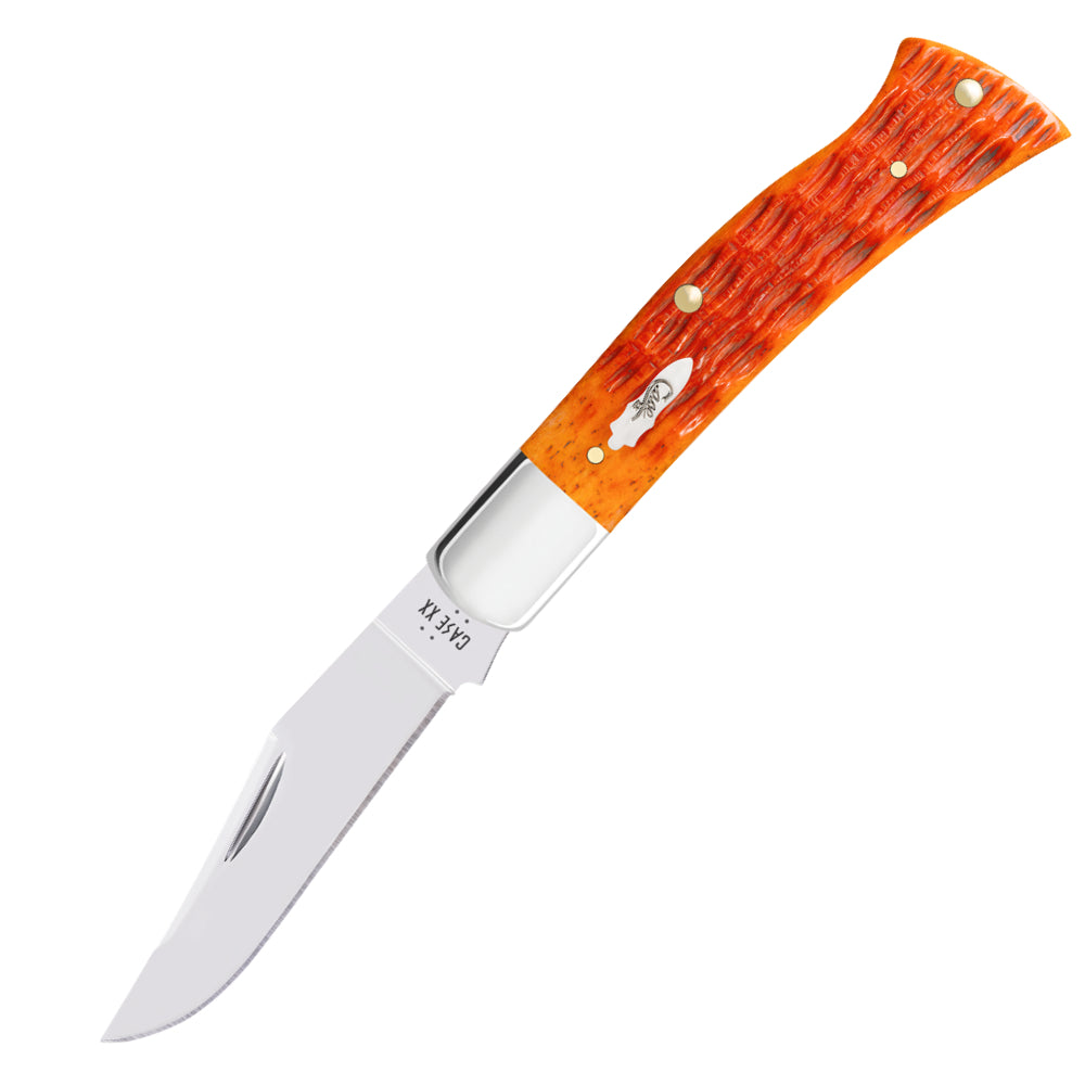 Case Axe Handle Tequila Sunrise Bone Pocket Knife Open with Clip Blade