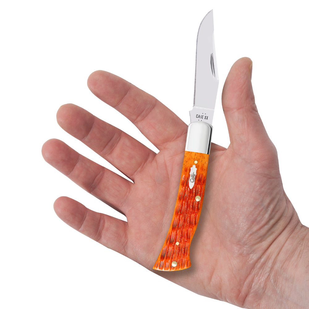 Case Axe Handle Tequila Sunrise Bone Pocket Knife in Hand