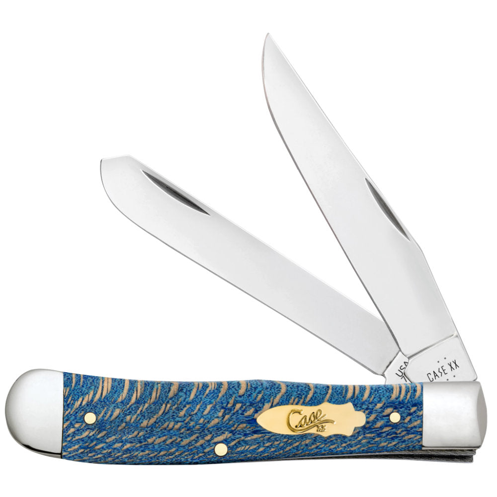 Case Trapper Blue Sycamore Wood Pocket Knife at Swiss Knife Shop