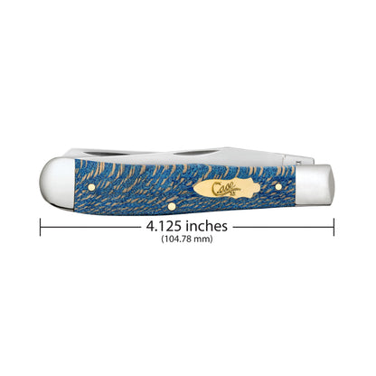 Case Trapper Blue Sycamore Wood Pocket Knife is 4.125 Inches Closed