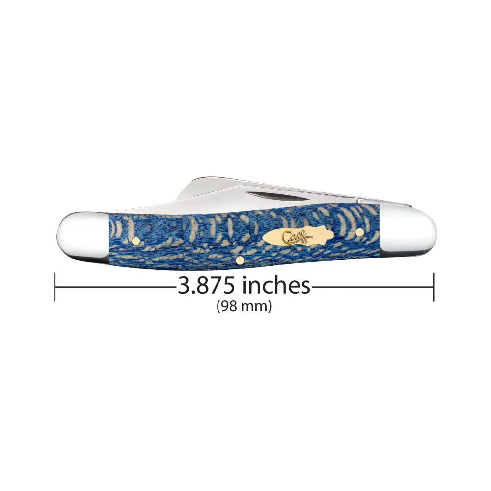 Case Stockman Blue Sycamore Wood Pocket Knife is 3.875 Inches Long