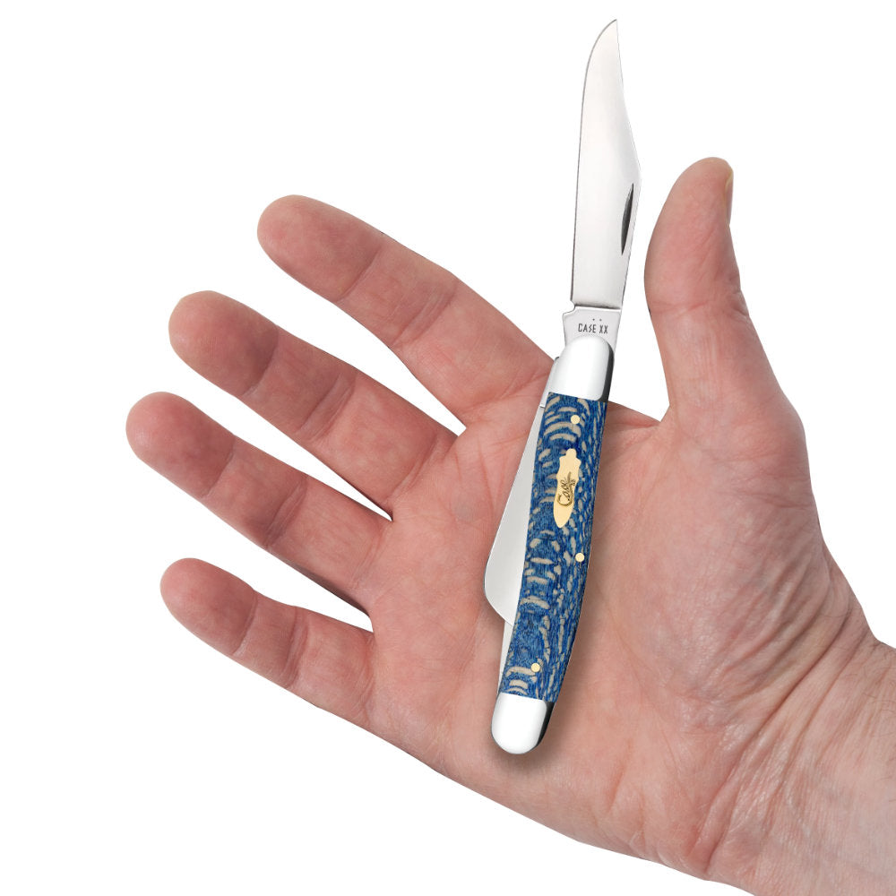 Case Stockman Blue Sycamore Wood Pocket Knife in Hand