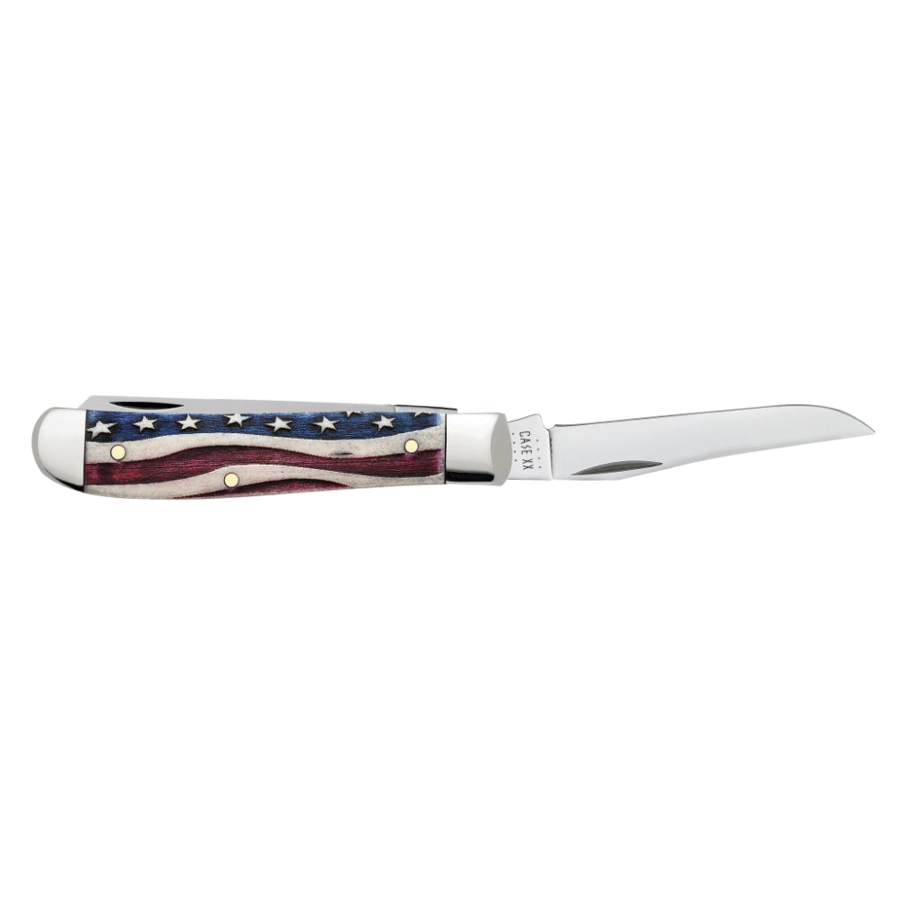 Case Mini Trapper Star Spangled Pocket Knife with Clip Blade Open