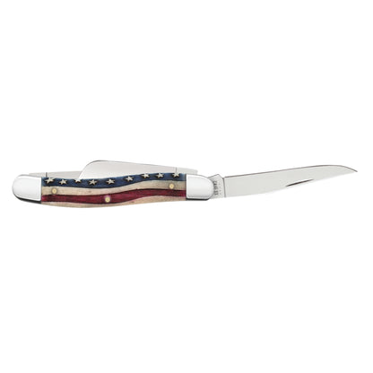 Case Medium Stockman Star Spangled Pocket Knife with Clip Blade Open