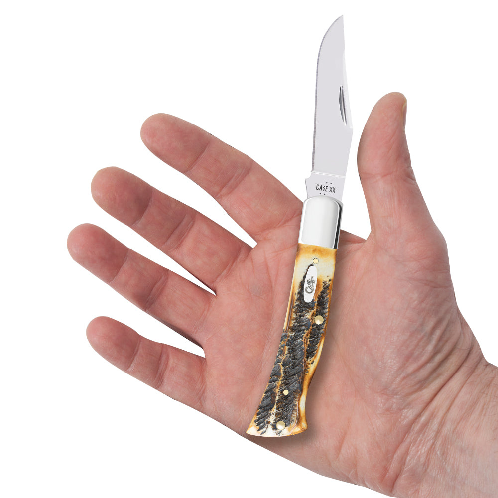 Case Axe Handle 6.5 BoneStag Pocket Knife in Hand