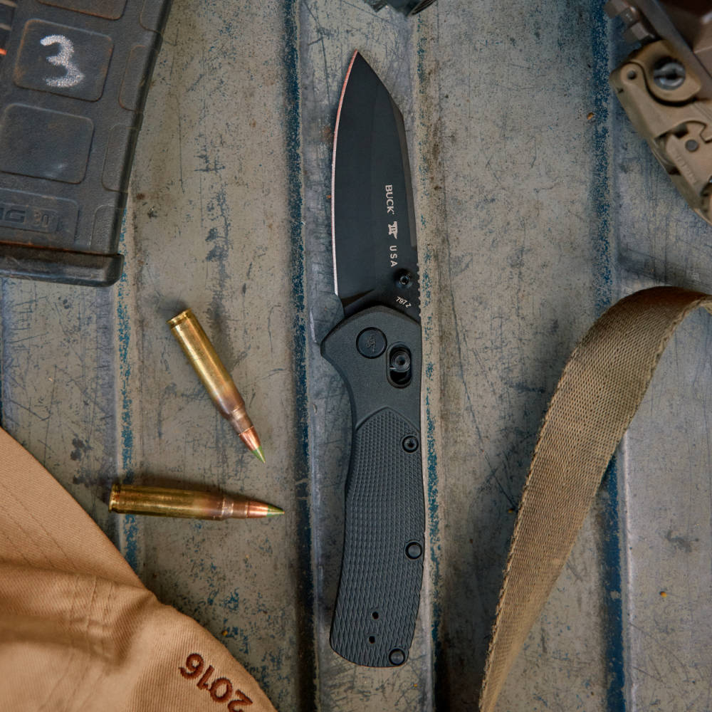 Buck 797 Range Pro Ops Lockblade Knife in Use with Hunting Gear