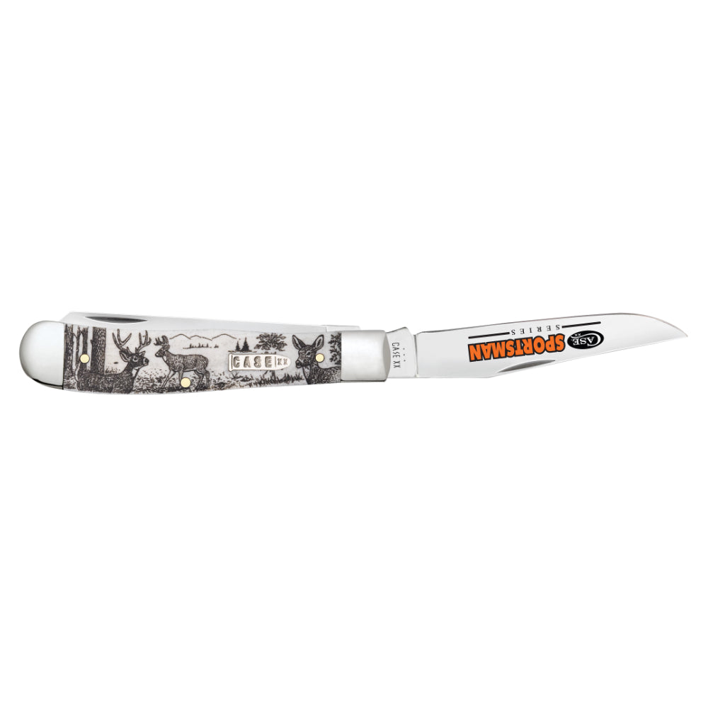 Case Trapper Sportsman Series Deer Pocket Knife with Clip Blade Open