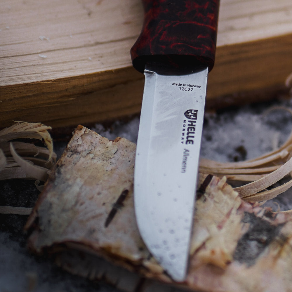 Helle Allmenn Outdoor Knife with Leather Sheath with 12C27 Steel Blade