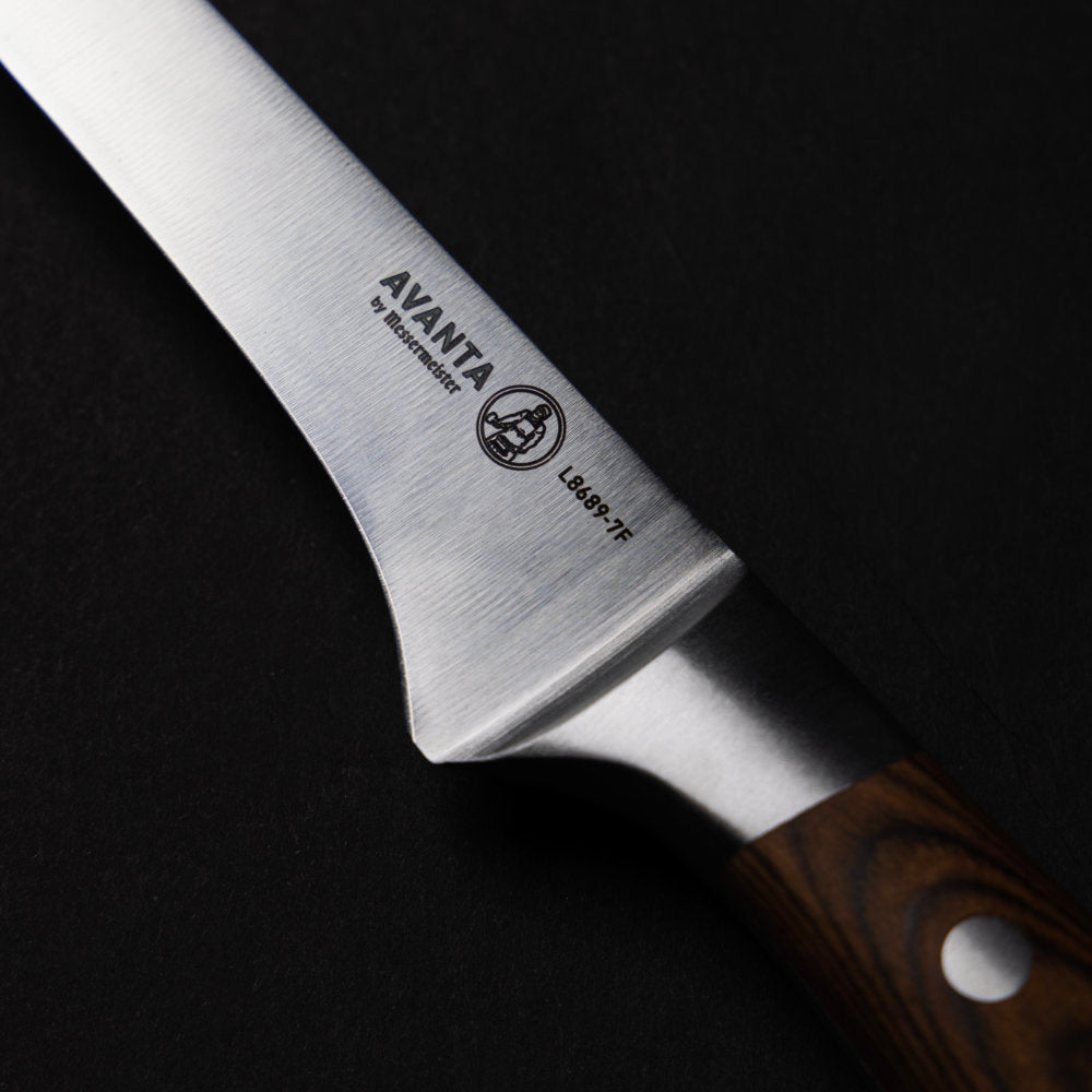 Messermeister Avanta Forged 6-Piece Pro BBQ Set Bolster Detail on Boning Knife