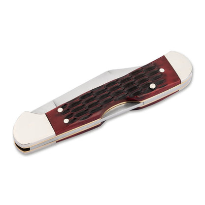 Boker TS 2.0 Jigged Red Bone Mini Copper Lock Folding Knife Closed