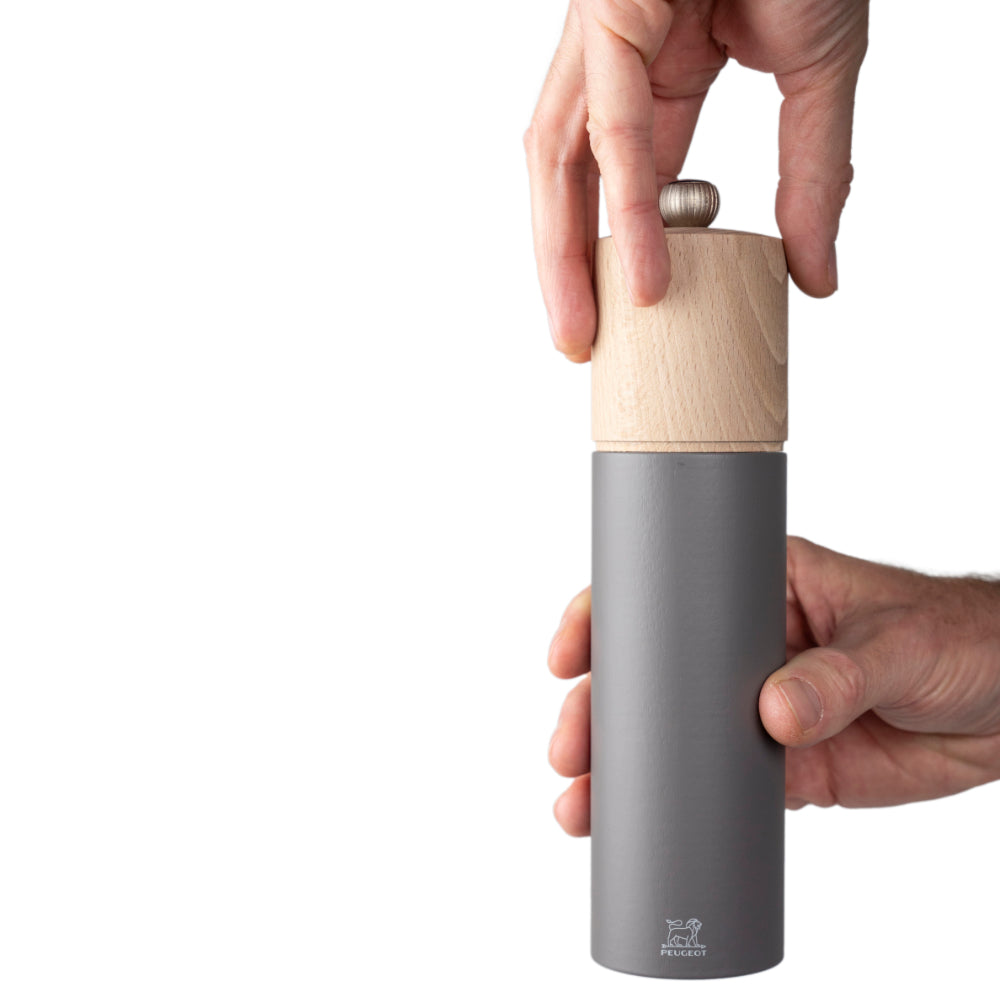 Peugeot Boreal Rock Grey 8" Classic Pepper Mill in Hand