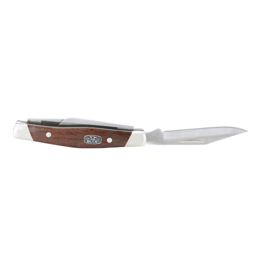 Buck 303 Cadet Folding Pocket Knife, Wood Handle with Main Blade Open