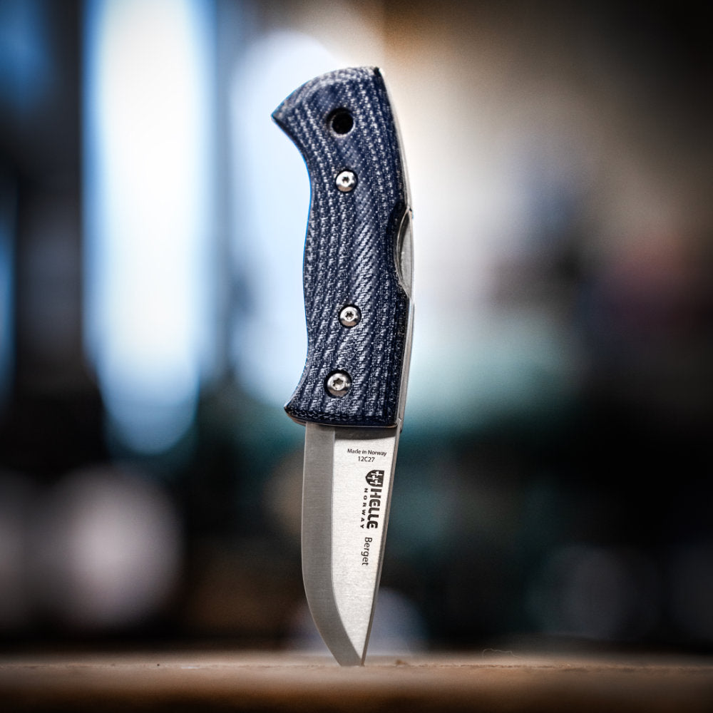Helle Berget Folding Outdoor Knife Open in Use