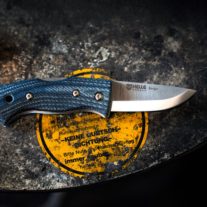 Helle Berget Folding Outdoor Knife Denim Micarta