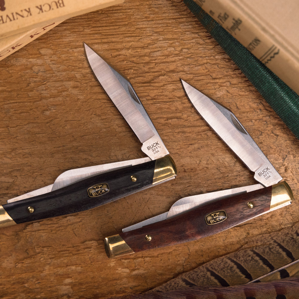 Buck 301 Stockman Folding Pocket Knife, Wood Handle in Ebony and Granadillo