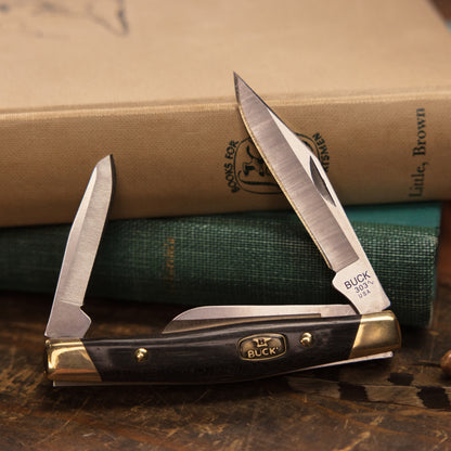 Buck 303 Cadet Folding Pocket Knife, Wood Handle with 2 Blades Open