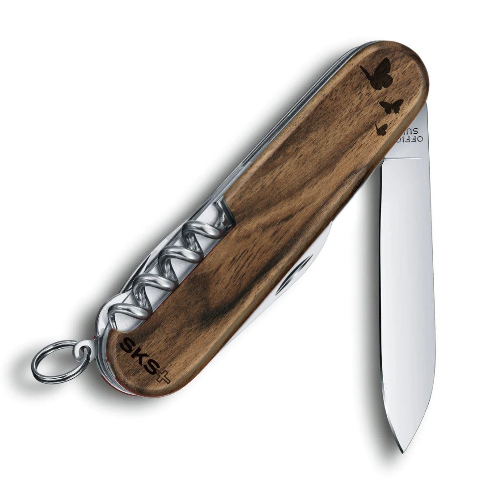 Victorinox Personalized Bunny Spartan Hardwood Walnut Designer Swiss Army Knife Back View