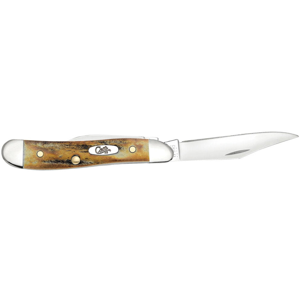 Case Peanut Genuine Stag Pocket Knife with Clip Blade Open