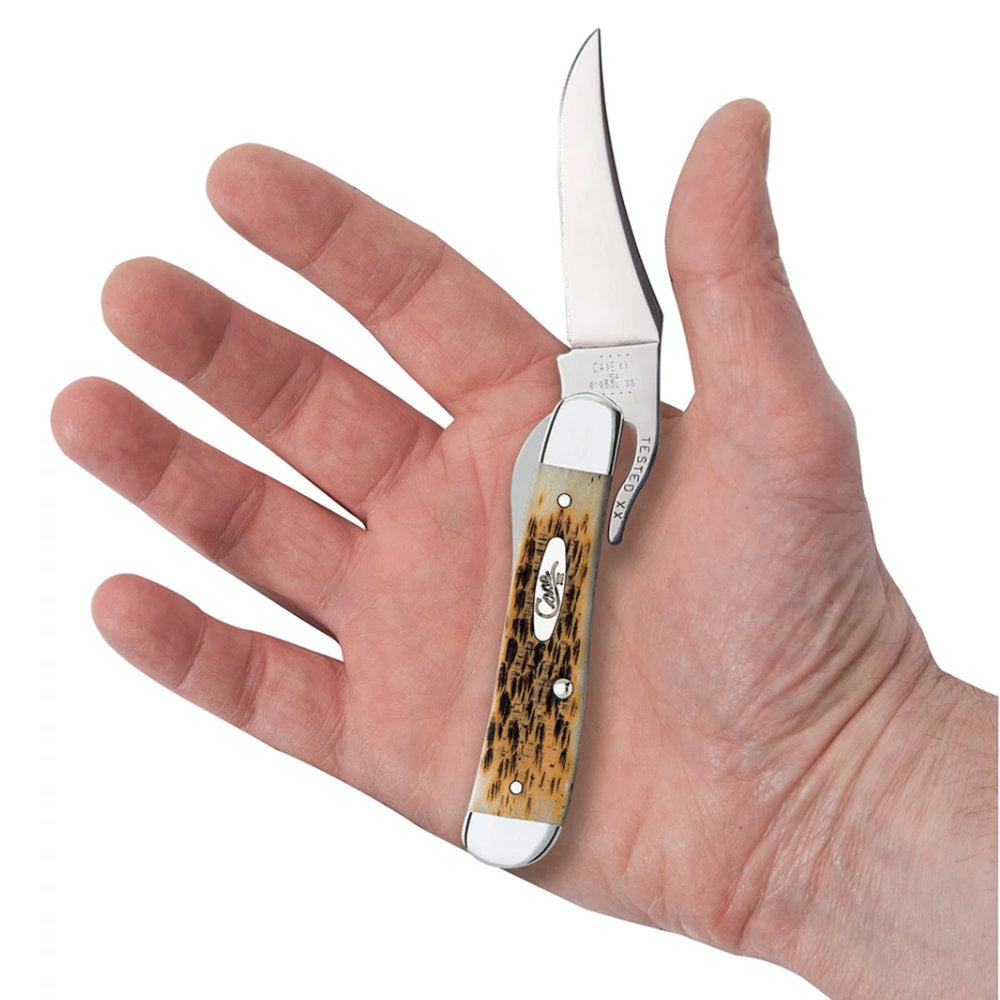 Case RussLock Amber Bone Pocket Knife in Hand