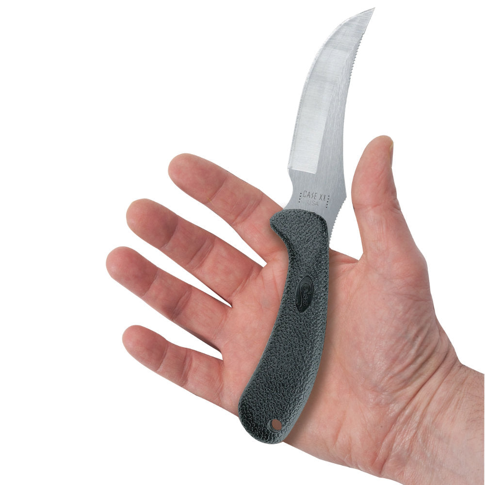 Case Ridgeback Hunter Black Fixed Blade Knife with Nylon Sheath in Hand