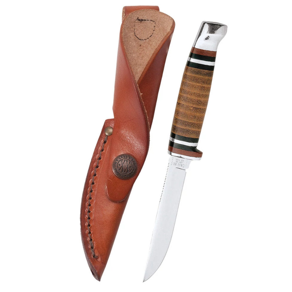 Case Mini FINN Hunter Fixed Blade Knife with Leather Sheath