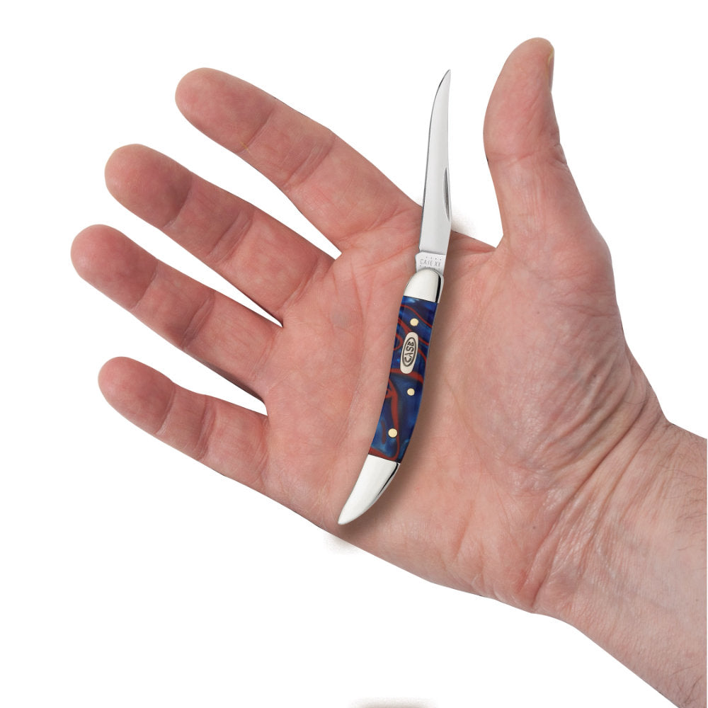Case Small Texas Toothpick Patriotic Kirinite Pocket Knife in Hand