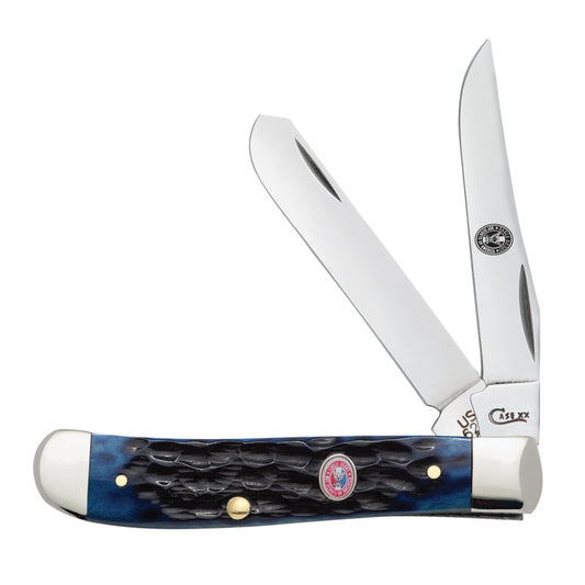 Case Eagle Scout Mini Trapper Jigged Navy Bone Pocket Knife with Gift Tin at Swiss Knife Shop