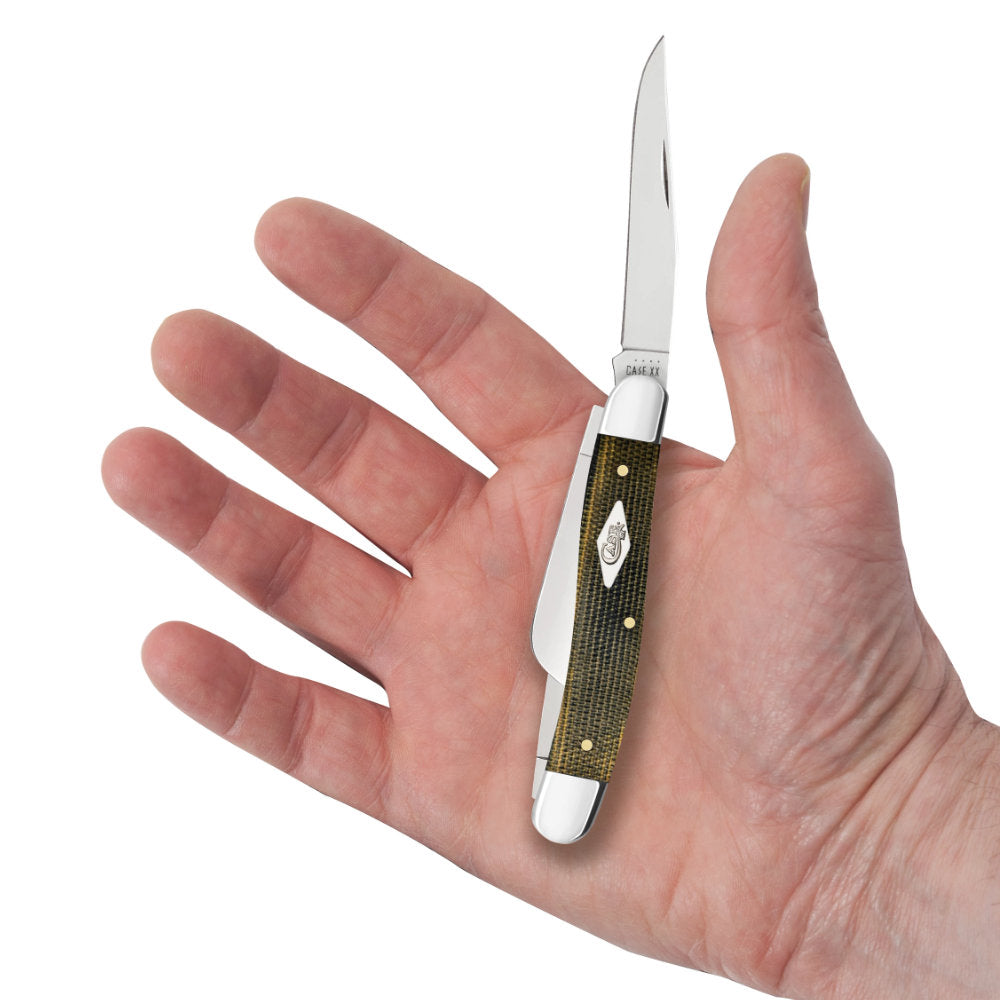 Case Medium Stockman Green and Black Micarta Pocket Knife in Hand