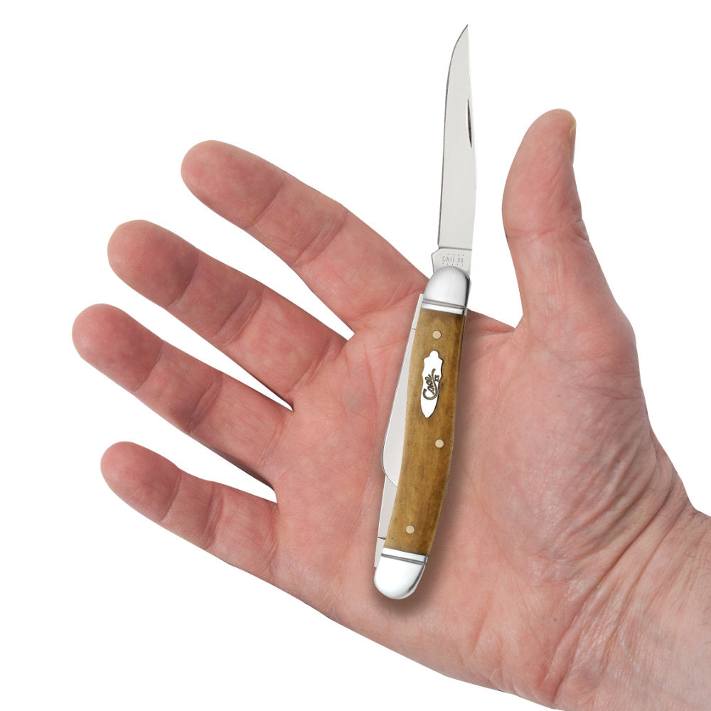 Case Medium Stockman Smooth Antique Bone Pocket Knife in Hand