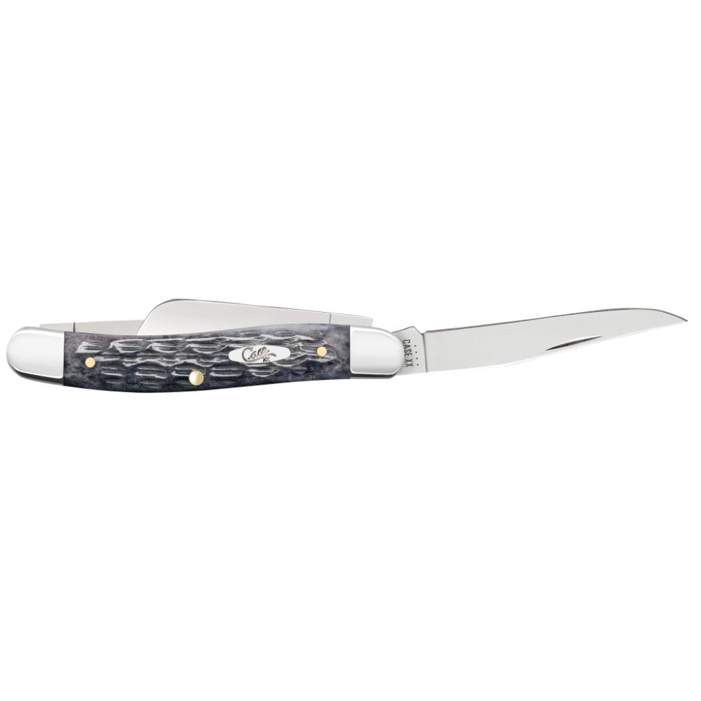Case CS Medium Stockman Pocket Worn Grey Bone Pocket Knife with Blade Open