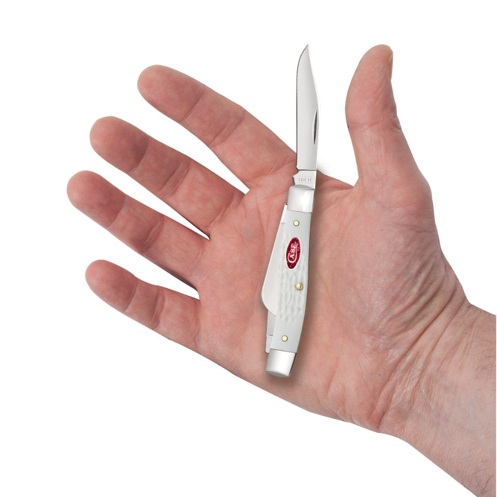 Case Medium Stockman White Synthetic Sparxx Pocket Knife in Hand