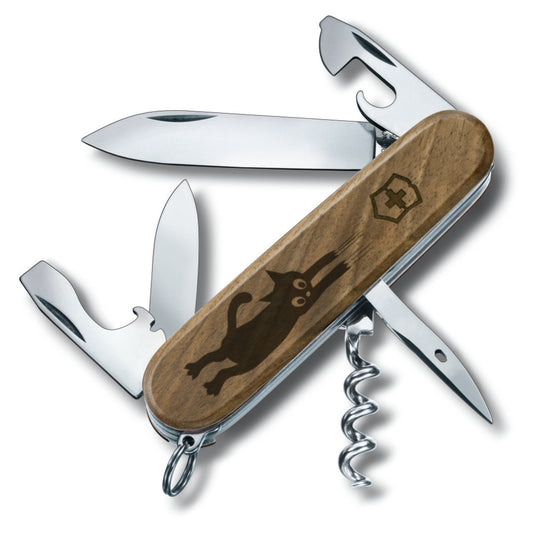 Victorinox Personalized Cats Spartan Hardwood Walnut Designer Swiss Army Knife with Cat Claws