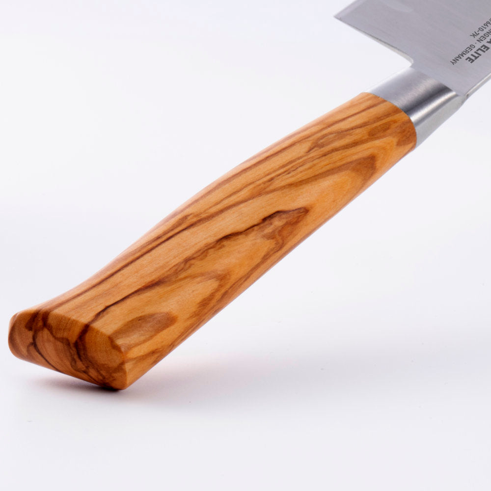 Messermeister Oliva Elite 7-inch Kullens Santoku Knife Handle Detail