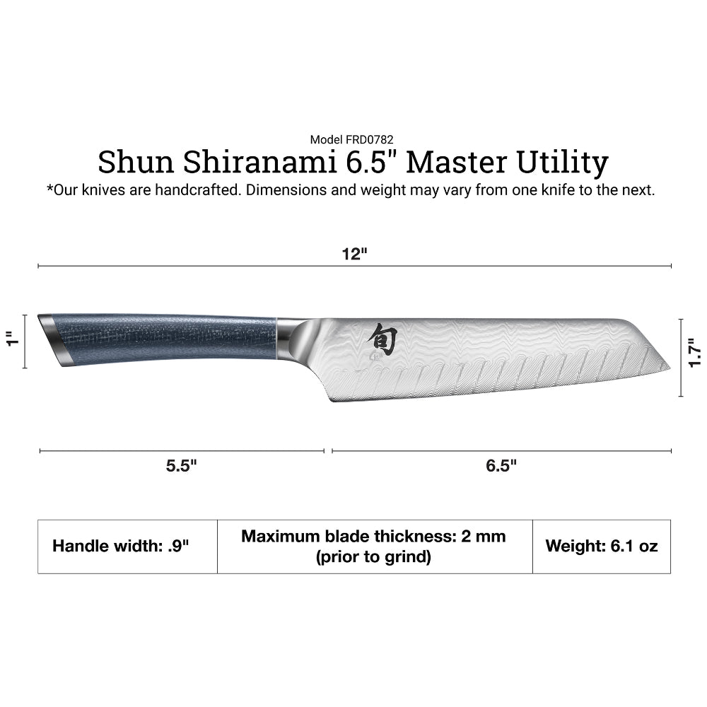 Shun Shiranami 6.5" Master Utility Knife Dimensions