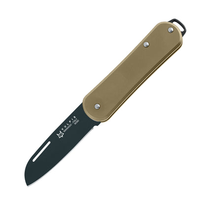 Fox Knives Vulpis 108 Brass Black Blade Folding Pocket Knife Fully Open