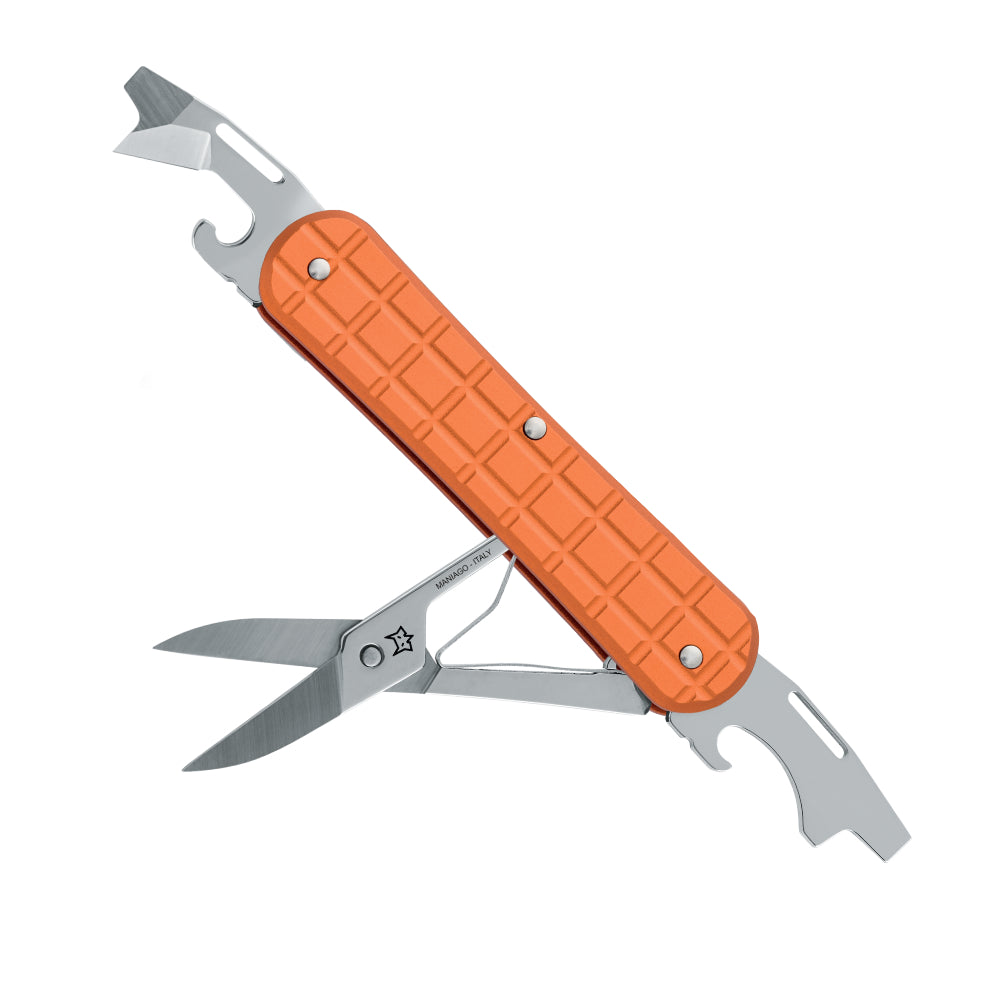 Fox Knives Vulpis 130 Grenade Pattern 3-Function Pocket Tool Orange