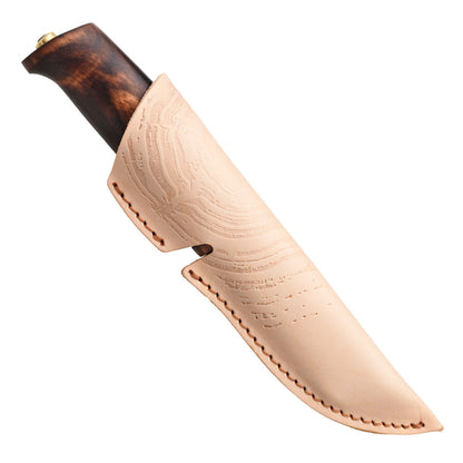 Helle Gro Outdoor Knife in Leather Sheath with Tree Ring Pattern