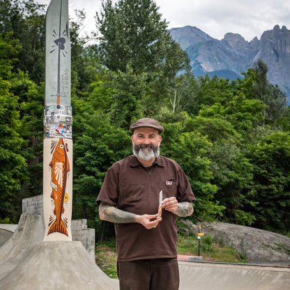 Opinel No.08 Swordfisherman Limited Edition Folding Knife by Jeremy Fish with Jeremy Fish in Skate Park