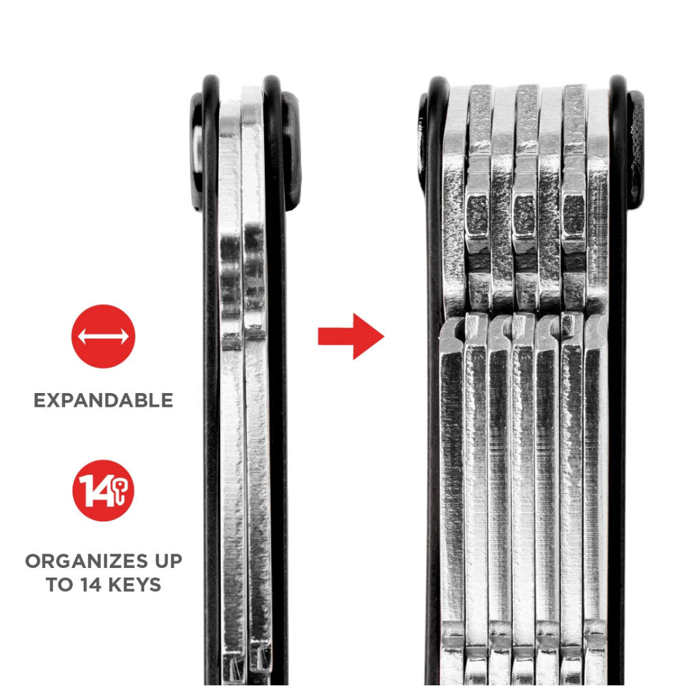 KeySmart Original Compact Key Holder, Carbon Fiber 3K Holds 2 to 14 Keys