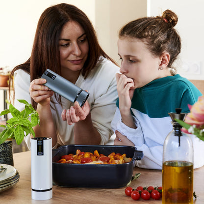 Peugeot Line Duo 6" Electric Salt and Pepper Mill Set Selecting Grind