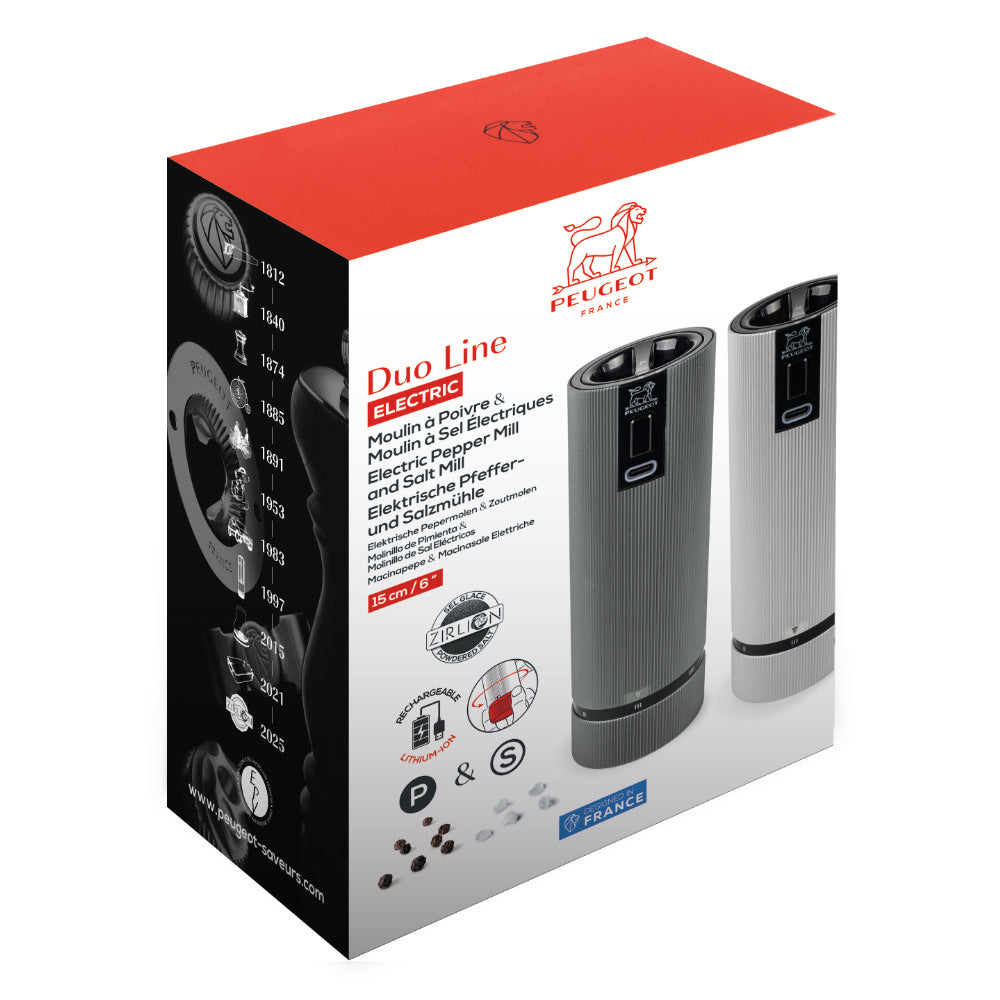 Peugeot Line Duo 6" Electric Salt and Pepper Mill Set Box