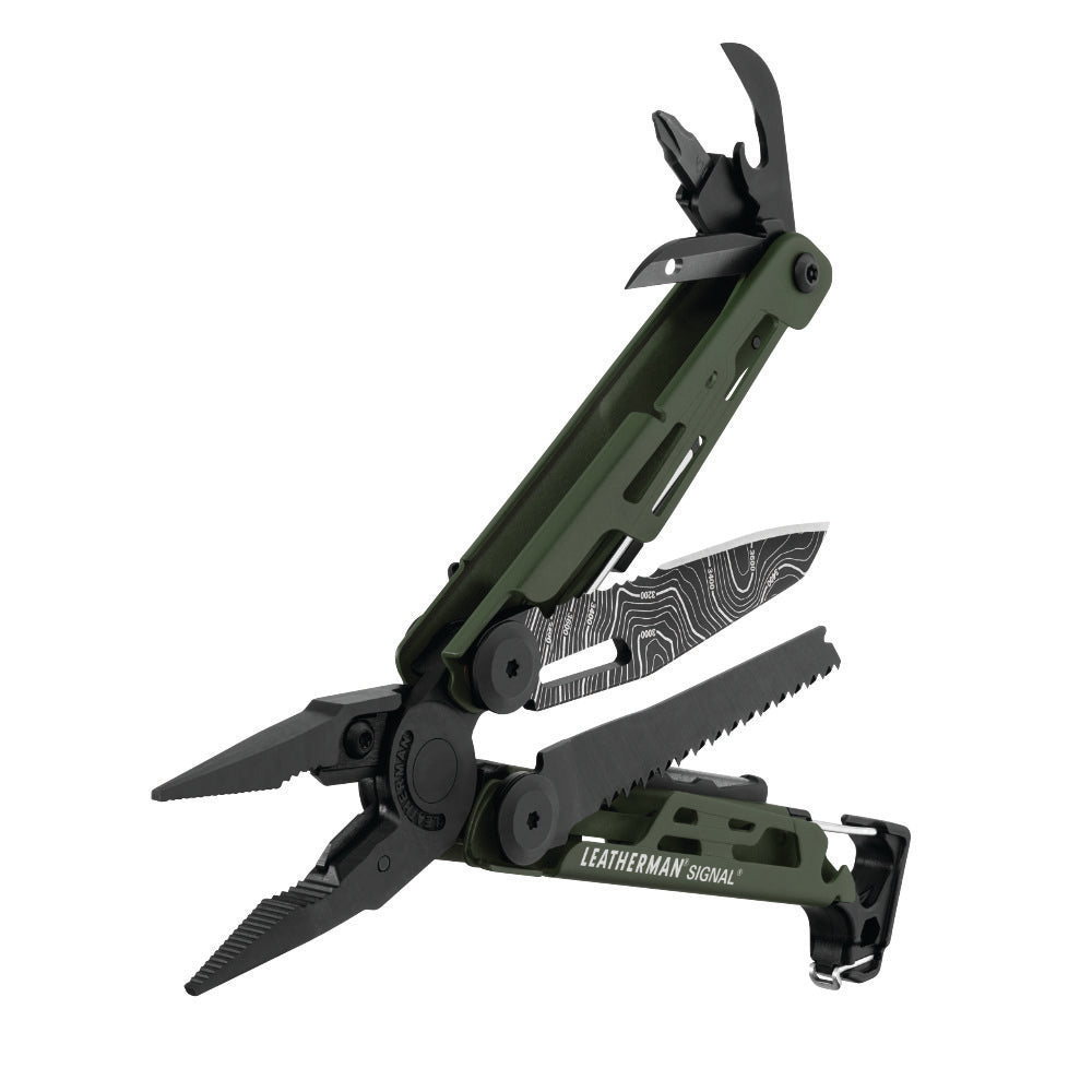 Leatherman Signal Green Topo Pliers Multi-tool with All Tools Fanned Open