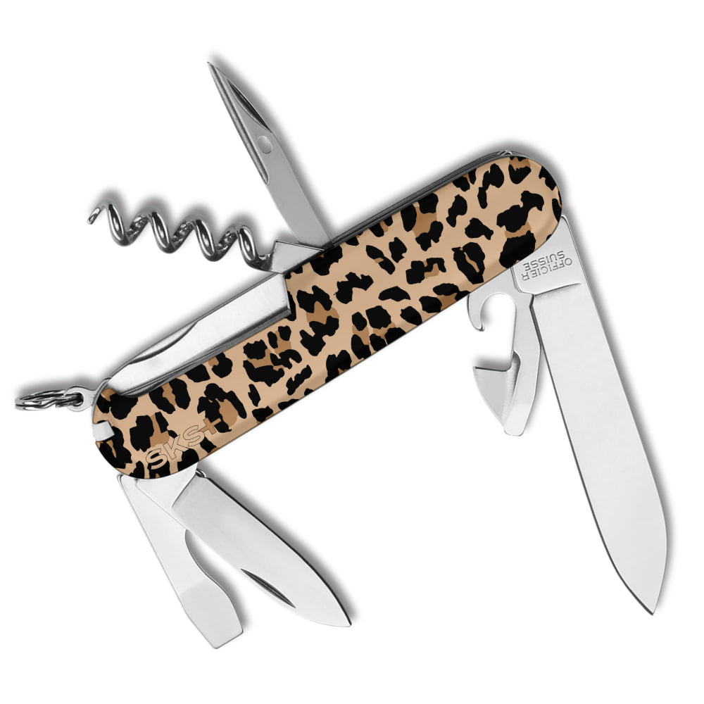 Victorinox Leopard Print Spartan Designer Swiss Army Knife with Textured Leopard Spot Patterned Handles