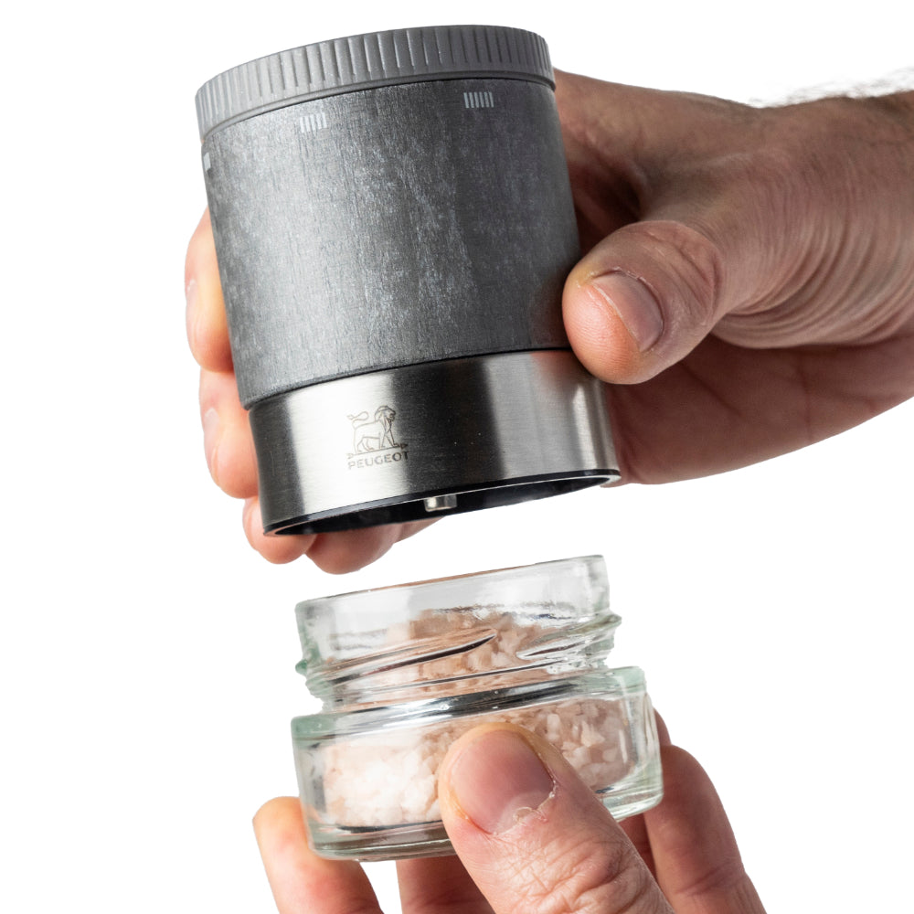 Peugeot Maestro Zirlion 4" u'Select Salt Mill Gift Set with Removable Salt Jars